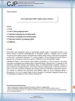 Bar Exam in Bosnia and Herzegovina: Analysis of the situation and experiences