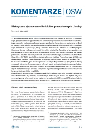 №289 Historyczne zjednoczenie Kościołów prawosławnych Ukrainy
