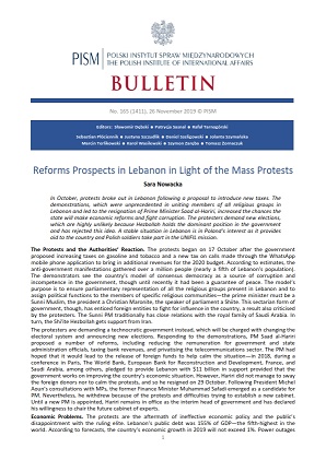 Reforms Prospects in Lebanon in Light of the Mass Protests Cover Image