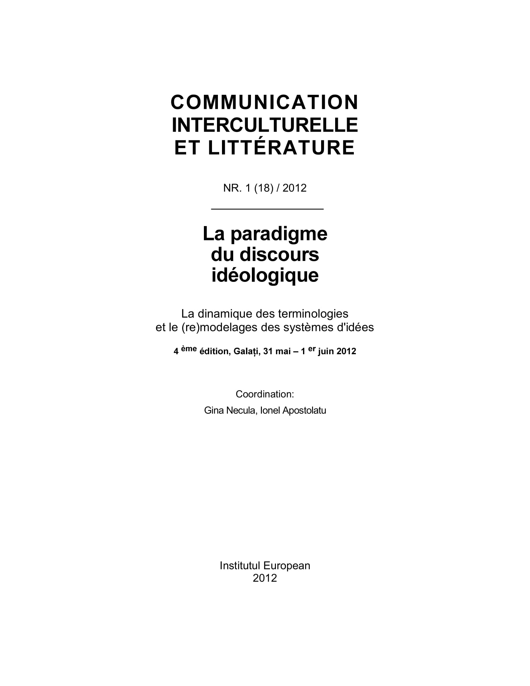 A existat o terminologie politică în limba română la cumpăna veacurilor al XVIII-lea şi al XIX-lea ? Cover Image