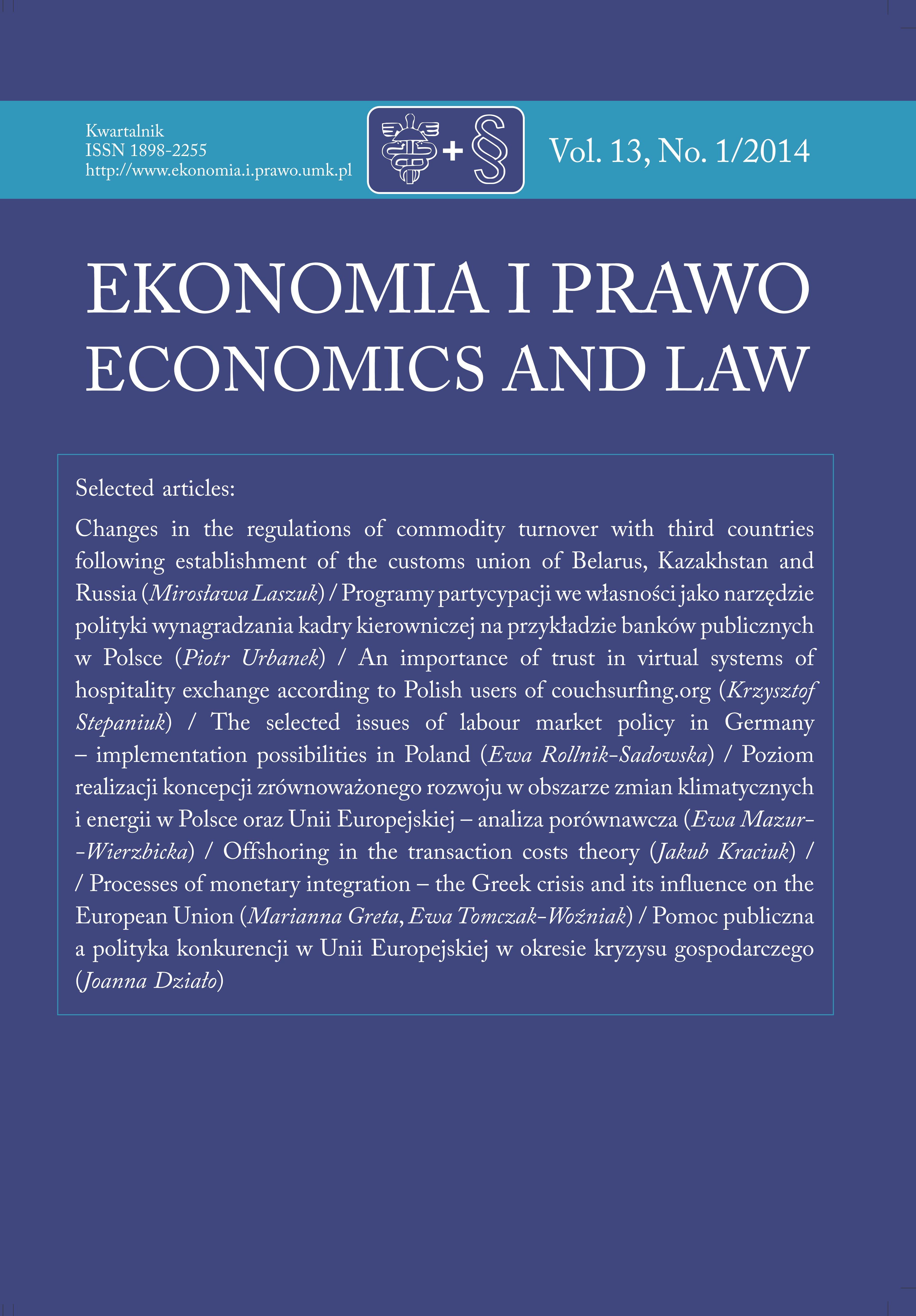 THE SELECTED ISSUES OF LABOUR MARKET POLICY IN GERMANY – IMPLEMENTATION POSSIBILITIES IN POLAND Cover Image