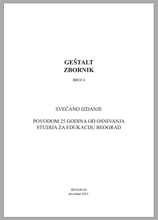 THE USAGE OF METAPHOR IN GESTALT THERAPY Cover Image