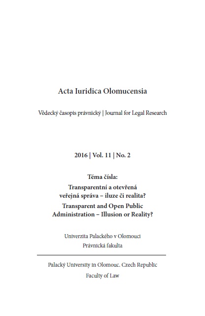 Transparency and Publicity of Public Administration in Slovakia in the View of the Prepared Draft Law Amending and Supplementing Freedom of Information Act Cover Image