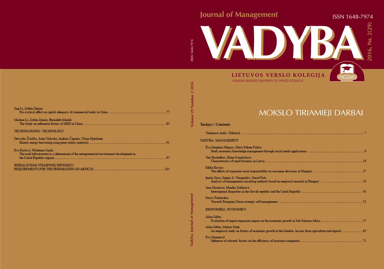 INFLUENCE OF SELECTED FACTORS ON THE EFFICIENCY OF INSURANCE COMPANIES Cover Image