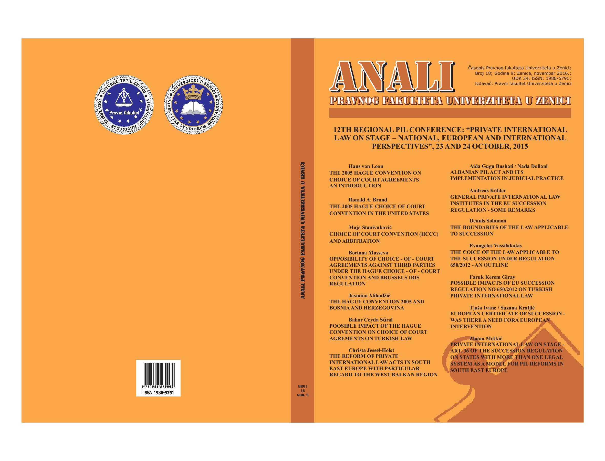THE 2005 HAGUE CHOICE OF COURT CONVENTION IN THE UNITED STATES