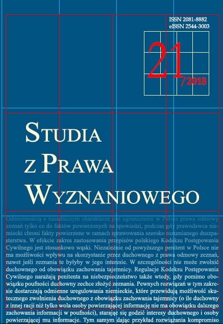 The system of rights and obligations of the religious minister as the injured party in ordinary criminal proceedings Cover Image