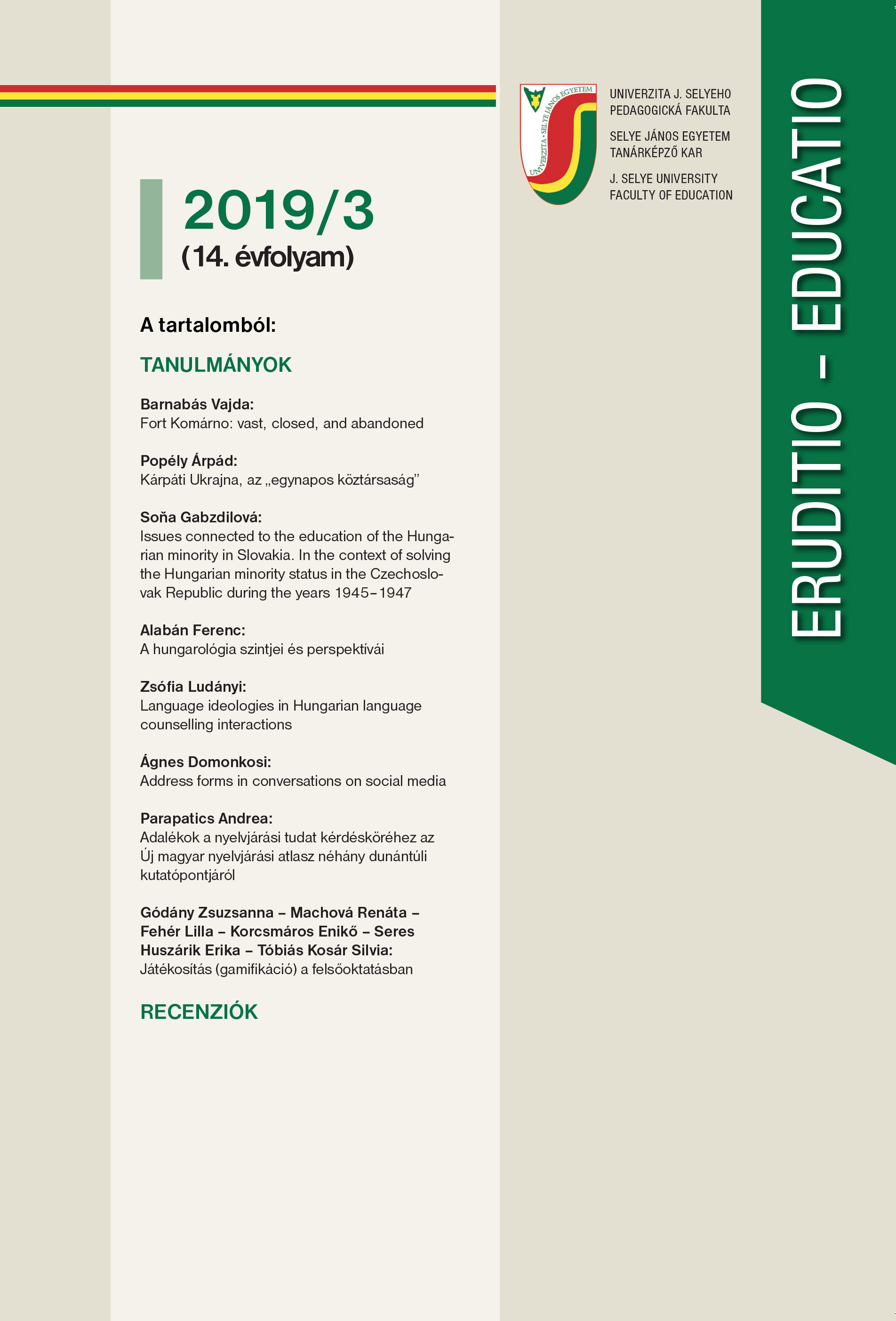 Levels and perspectives of Hungarology Cover Image