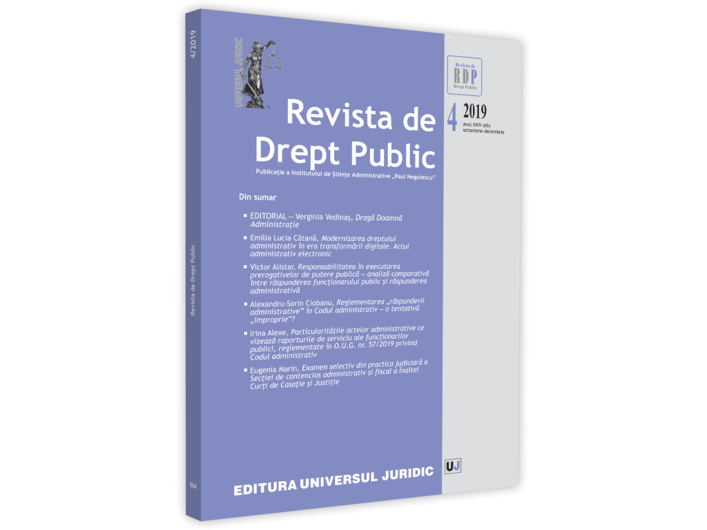 Responsibility for the performance of public power authorities – a comparative analysis between the civil servant’s responsibility and the administrative responsibility Cover Image