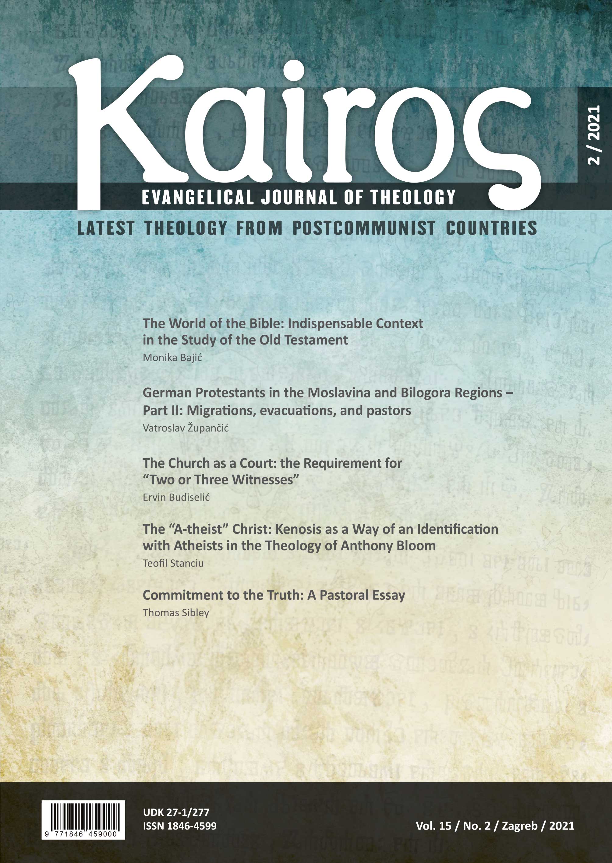 The “A-theist” Christ: Kenosis as a Way of an Identification
with Atheists in the Theology of Anthony Bloom Cover Image