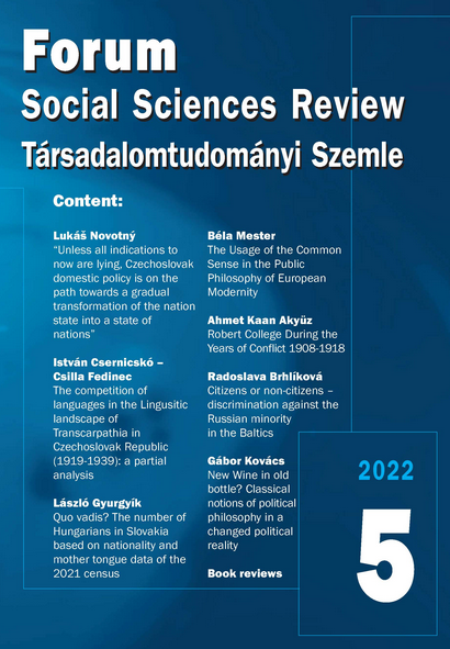 The Usage of the Common Sense in the Public Philosophy of European Modernity