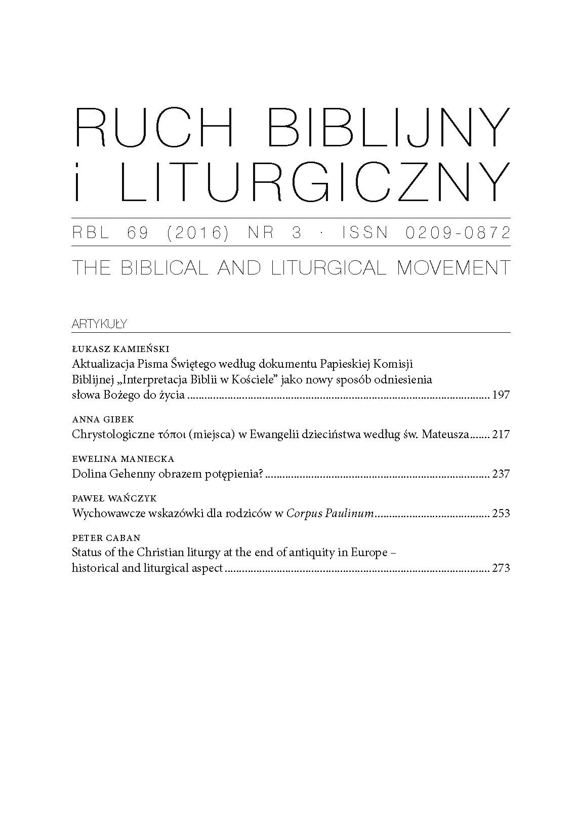 The Biblical and Liturgical Movement Cover Image
